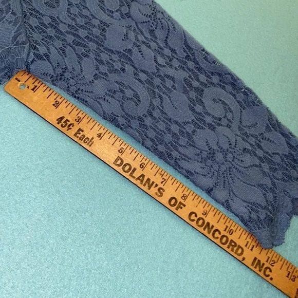 JM COLLECTION floral lace lined tunic stretchy periwinkle blouse top NEW size L - Picture 8 of 8